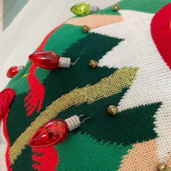 Green Holiday  Ugly Sweater with Girl Elf and Poodle. - Picture 2 of 11